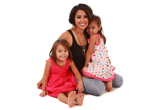 Cute daughters and mom